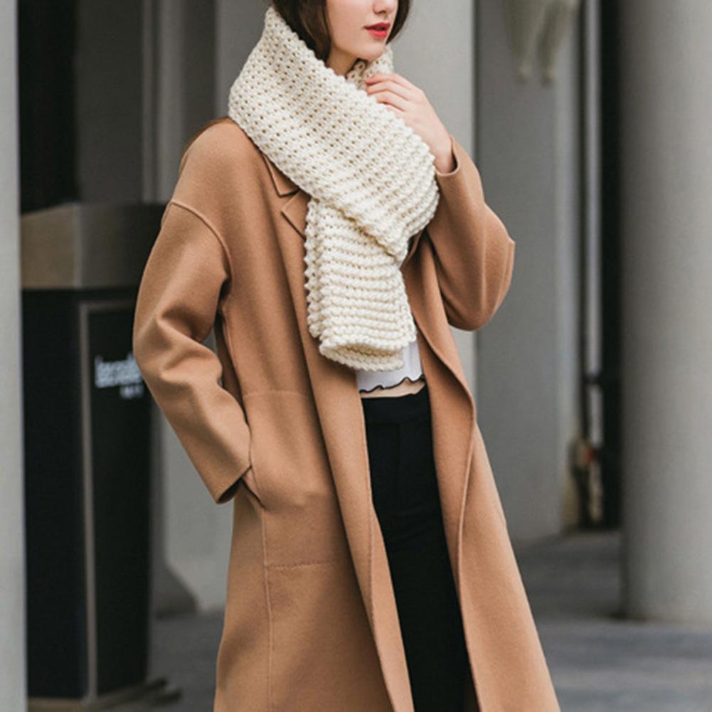 Women Solid Color Scarf Delicate Knitting Fashion Scarves Warm Neck Scarf