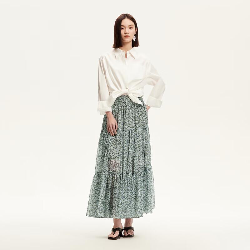 VEROMODA Floral Print High-Waist Midi Skirt