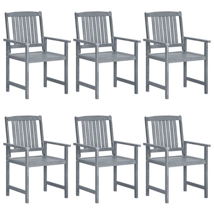 Maison Exclusive - Chaises de jardin et coussins lot de 6 Bois acacia massif Gris