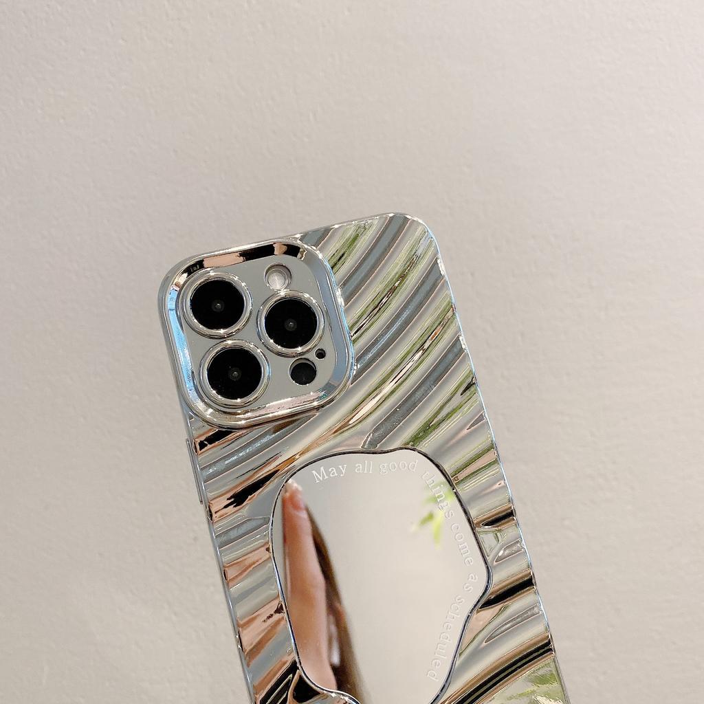 Electroplating Mirror Suitable for IPhone 15 Mobile Phone Case Advanced Wave Mirror Apple 16 14 Anti Fall Soft Shell Protection