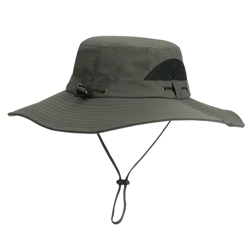Summer big brim sun hat men's outdoor mountaineering fishing sun protection hat quick drying waterproof breathable big head circumference bucket hat