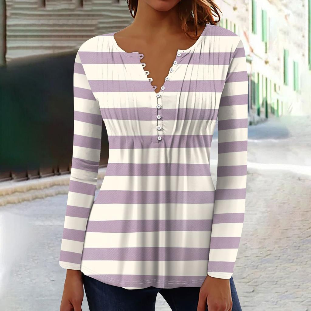 Women's Spring Autumn Pleated Button Down Collar Floral Print Long Sleeve Top
