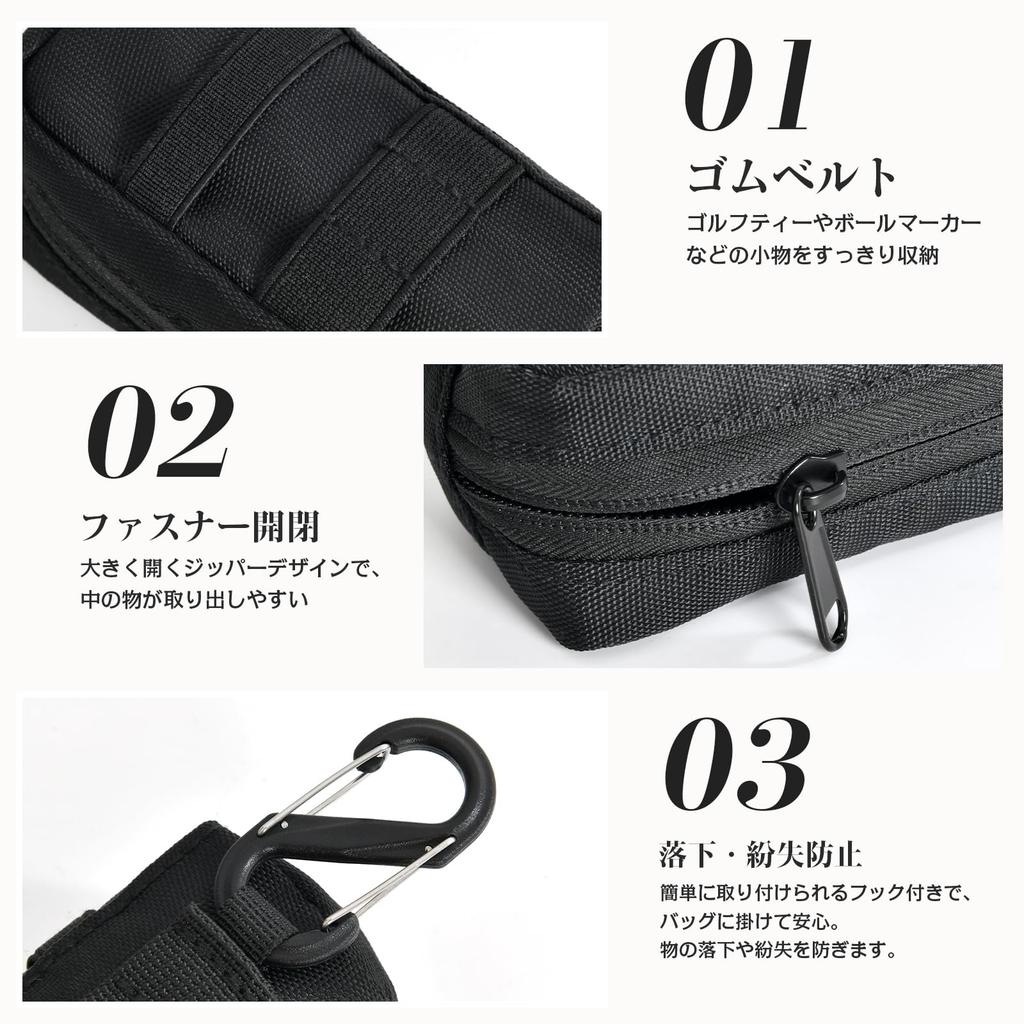 YooFa Nylon Golf Holds 2 Golf Zipper Golf Hat Lightweight and Easy To Attach and Remove Men's Bag, Balls, Closure, Fork, Marker, Clip, Durable,