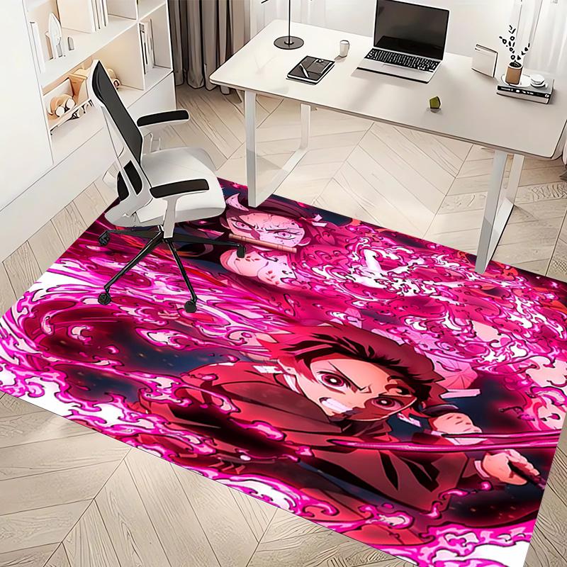 1pc Demon Slayer Print Area Rug - Soft, Washable Non-Slip Indoor Mat, Living Room, Home Office Decorative Rug,Office Decorative