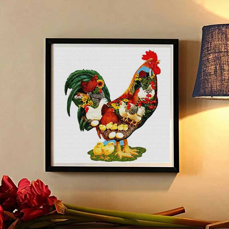 New Arrival 5D DIY Full Circle Diamond Painting "Rooster" Embroidery Cross Stitch Home Decor Gift
