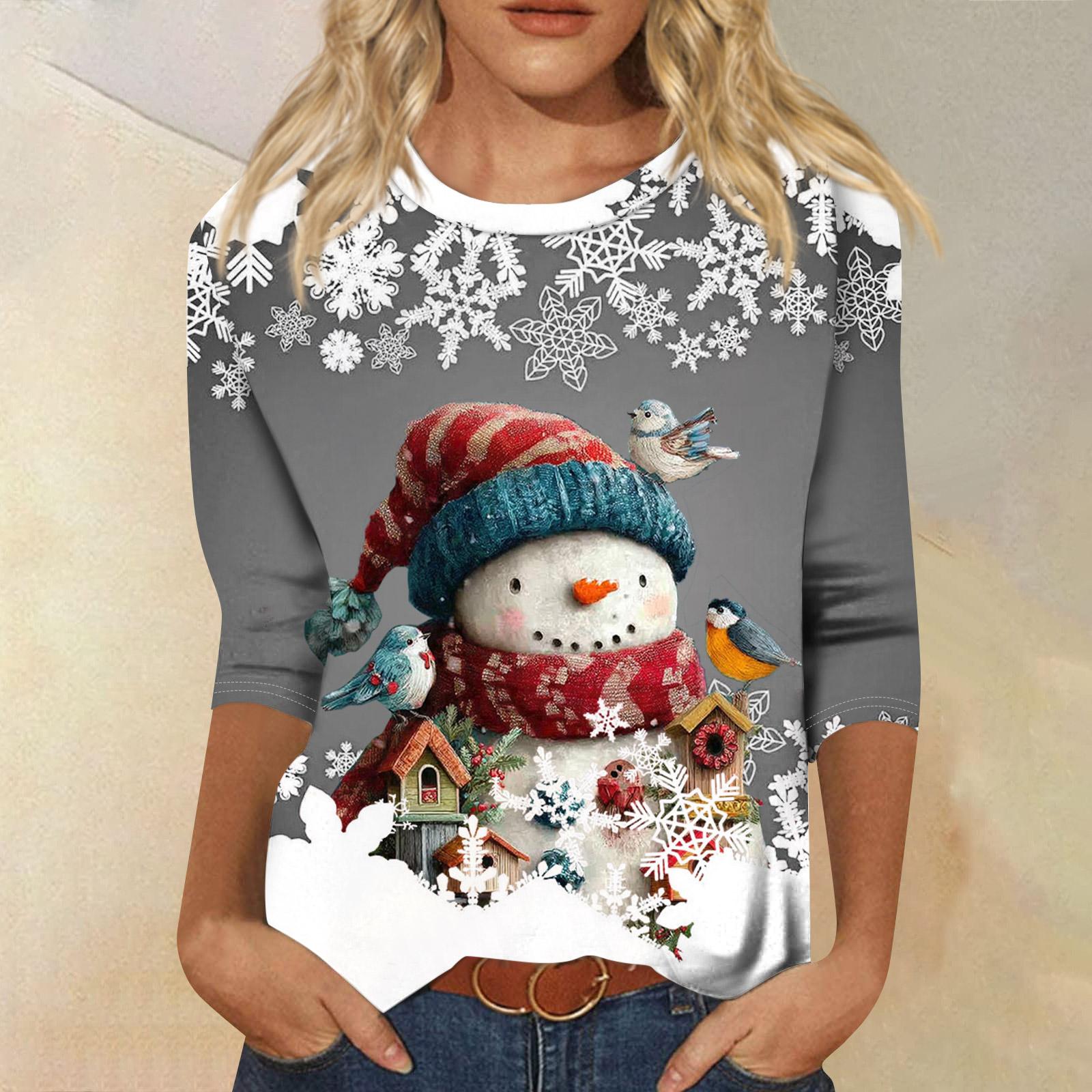 

Женская модная повседневная свободная футболка с круглым вырезом и рукавами 3/4 с принтом, женский топ XL белый