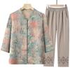 Summer Outfit Shirt and Pants Two Piece Set for Women Grandma Casual Mother Clothes