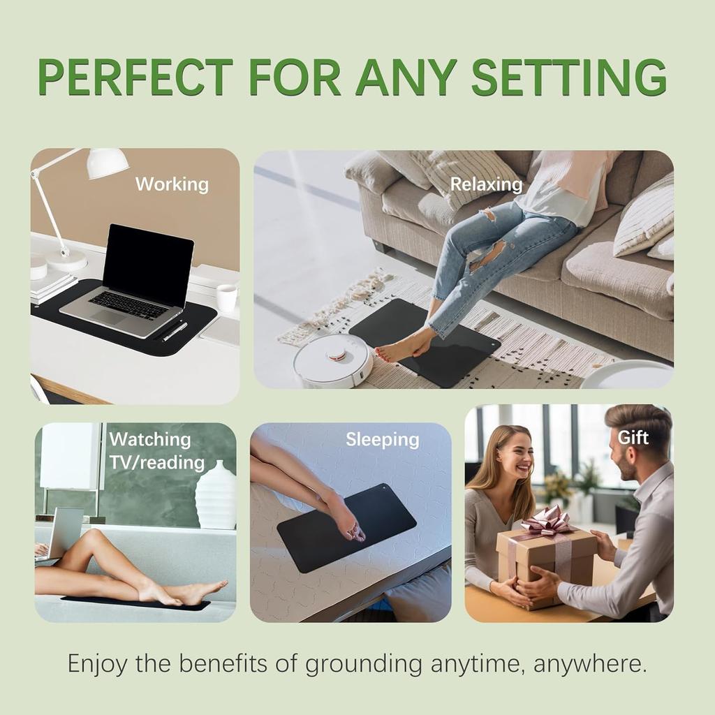 Grounding Mat for Sleep 30x60cm Wellness Natural Earthing Pad to Improve Circulation, Reduce Inflammation & Ease Pain/Anxiety