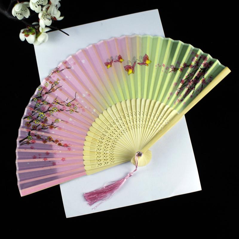 Classical Chinese Dance Fan - Handmade Bamboo Folding Fan for Wall Decor, Performance Costume & Partition Screen