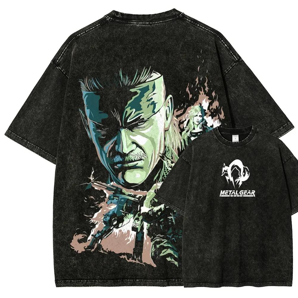 

Metal Gear Solid Manga Games Graphic Print Tshirt Men Women New Fashion Harajuku Washed Cotton Tees Loose Casual Oversized Tops S