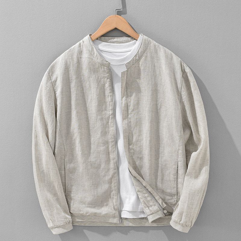 Foreign Trade Surplus Linen Tencel Simple Jacket for Men, New Spring and Autumn Trendy Casual Versatile Loose Outerwear