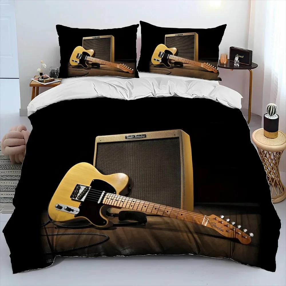 Classical Guitar Electric Guitar Bedding Set Print With Pillowcase Bed Duvet Cover Soft Single Double Queen Super King Size