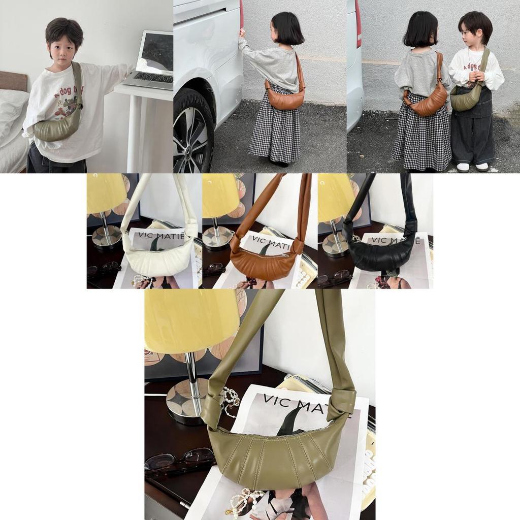 Trendy Unisex Kids Dumpling Bag Stylish Solid Color Shoulder Bag For Children