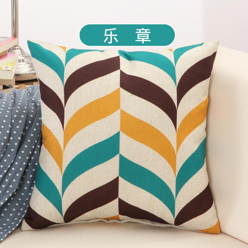 Geometric Floral Cushion Flowers Yellow Geometry Decorative Pillows Linen Pillowcas Home Decoration for Sofa Countryside