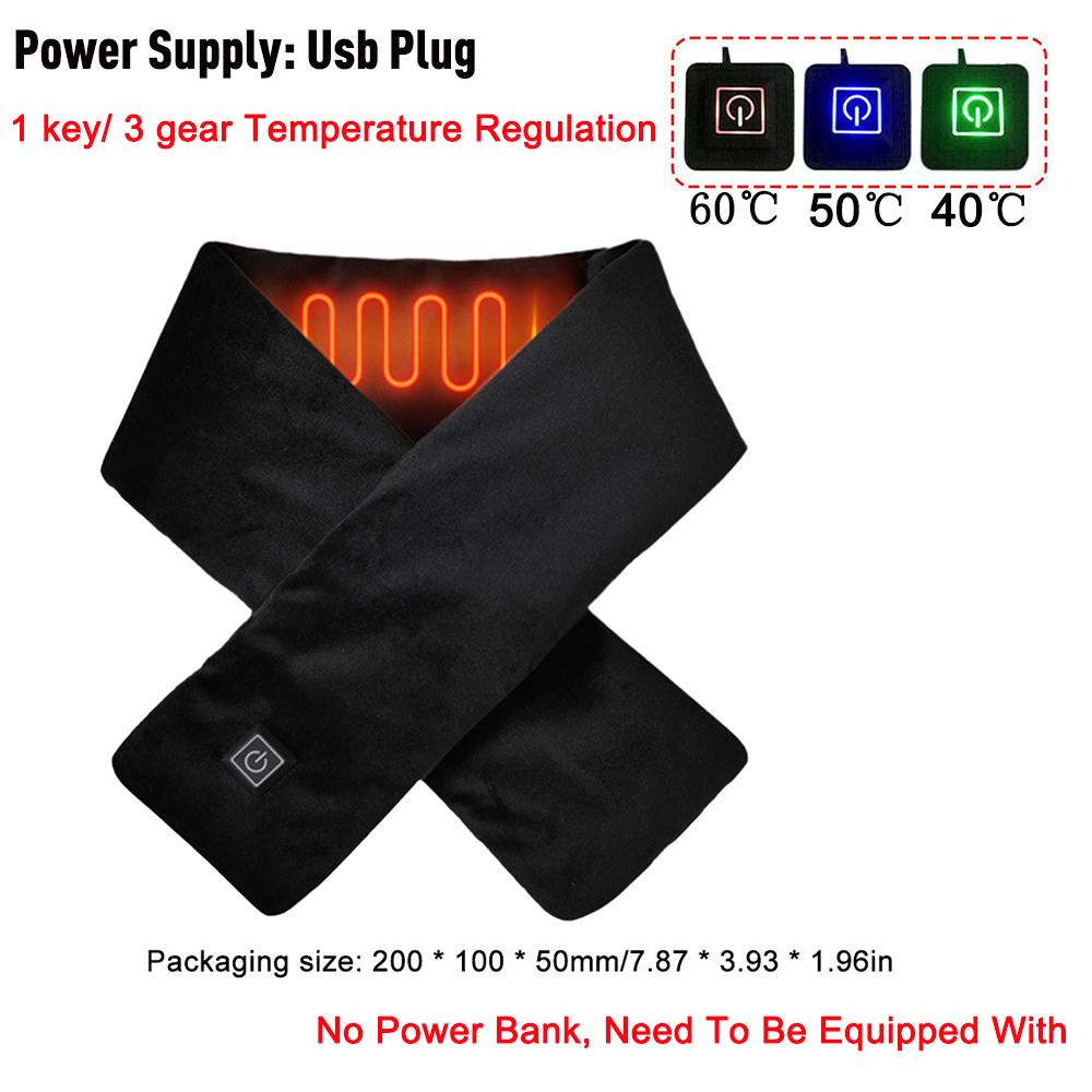USB Women Men Heating Scarf Temperature Scarf 3 Gears Adjustable USB Charging Heat Control Neck Warmer For Cycling Camping