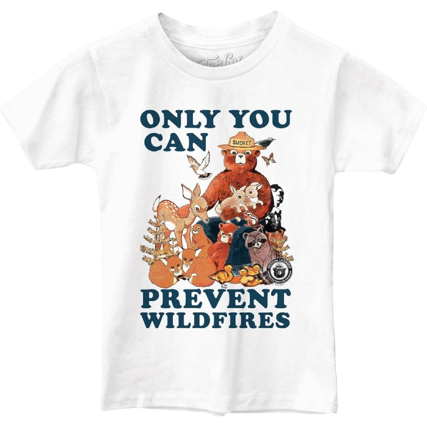 Tee Luv Big Boys Smokey Bear Shirt - Youth Only You Can Prevent Wildfires Shirt XXXXXL белый