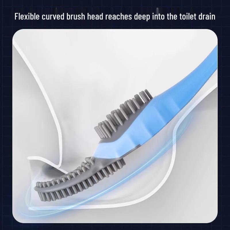 Toilet Brush Set: Wall-Mounted Silicone Duckbill Brush for Deep Cleaning