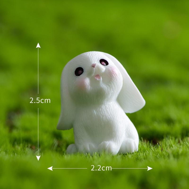 Resin Rabbit White Figurines Toy Model Desktop Car Decoration Accessories Gift