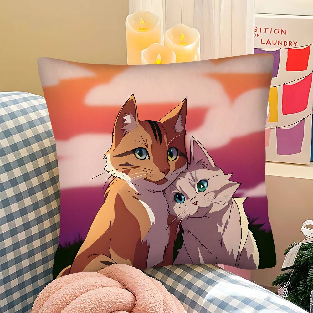 Stück Cartoon Niedliche Kriegerkatzen Buchkissenbezug Mode Quadratischer Kissenbezug Schlafzimmer Sofa Raum Ins Dekoration Freizeit