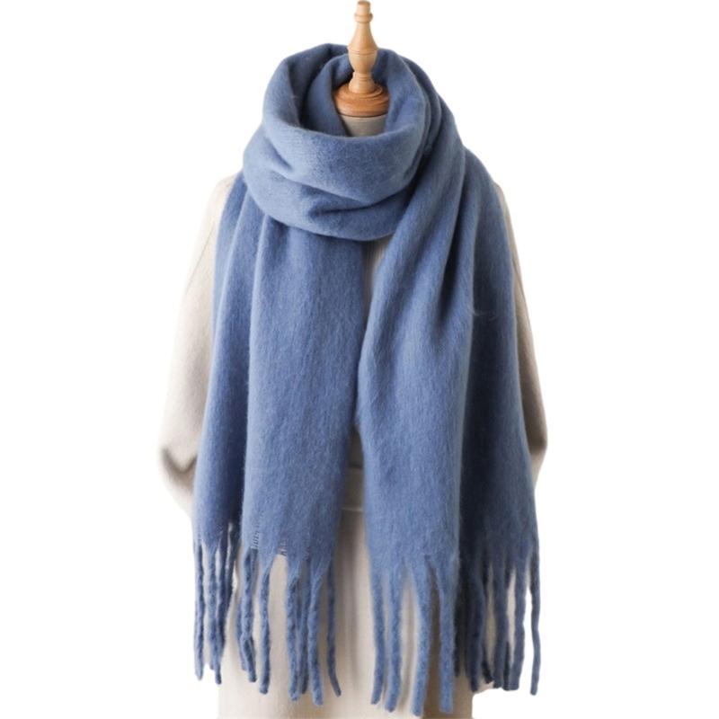 Long Tassels Neckerchief Solid Color Scarf Lightweight Yet Warm Headscarf Shawl For Casual or Formal Wear Daily