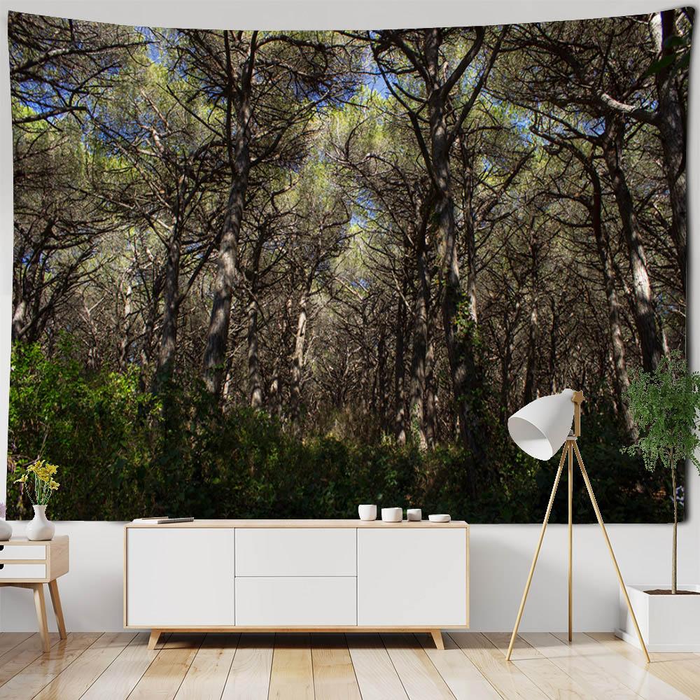 Natural Forest Landscape Tapestry Wall Hanging Garden Landscape Home Living Room Bedroom Dormitory Decoration Background Cloth