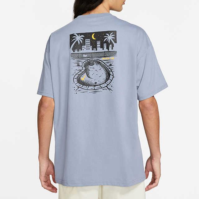 Nike SB Back Print Skateboarding Short Sleeve T-Shirt Men Tops Lime Slate-Blue DD1305-493