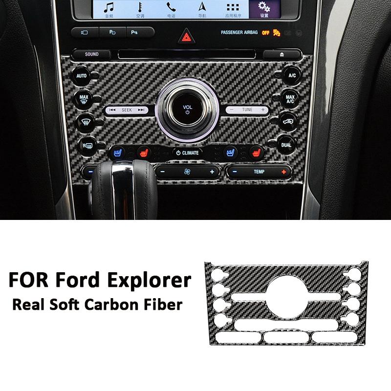 For Ford Explorer Carbon Fiber Auto Central Console Radio CD Control Panel Modification Decoration Sticker Interior Accessories