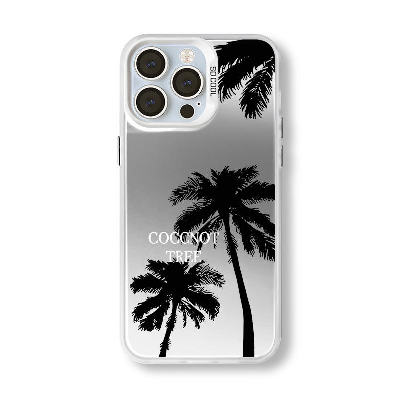 Summer Coconut Tree Silver Phone Case for iPhone 12 Pro Max/13/14/15/16/17