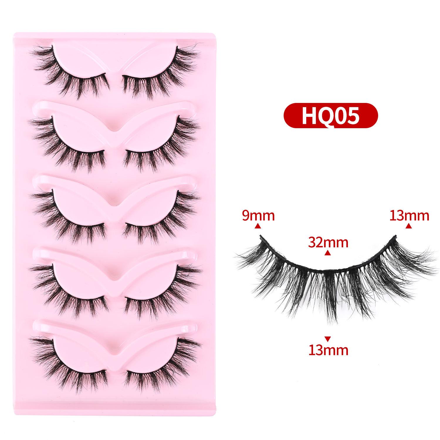 

5-Pair Set Light Fox Eye Lashes, Elongated Outer Corners, 5D False Eyelashes, Natural Fluffy Style