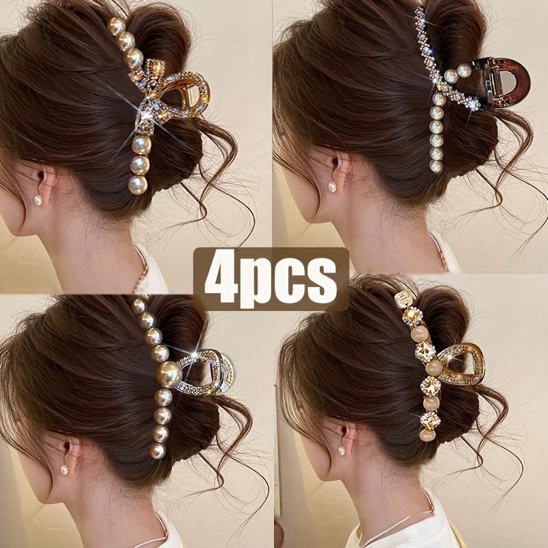 4 Women's Hair Clips, High-end Feel Claw Clips for the Back of the Head, Shark Clips with Elegant Summer Hair Accessories