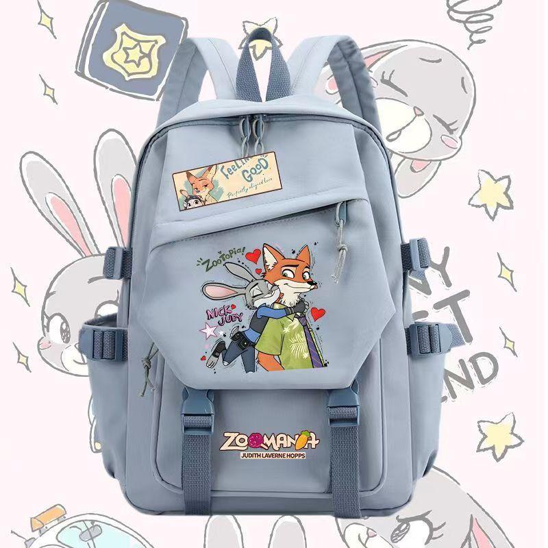 Crazy Animal City Animation Peripheral Judy Nick Fox Elementary School Bag Men'S And Women'S Casual Large Capacity Backpack