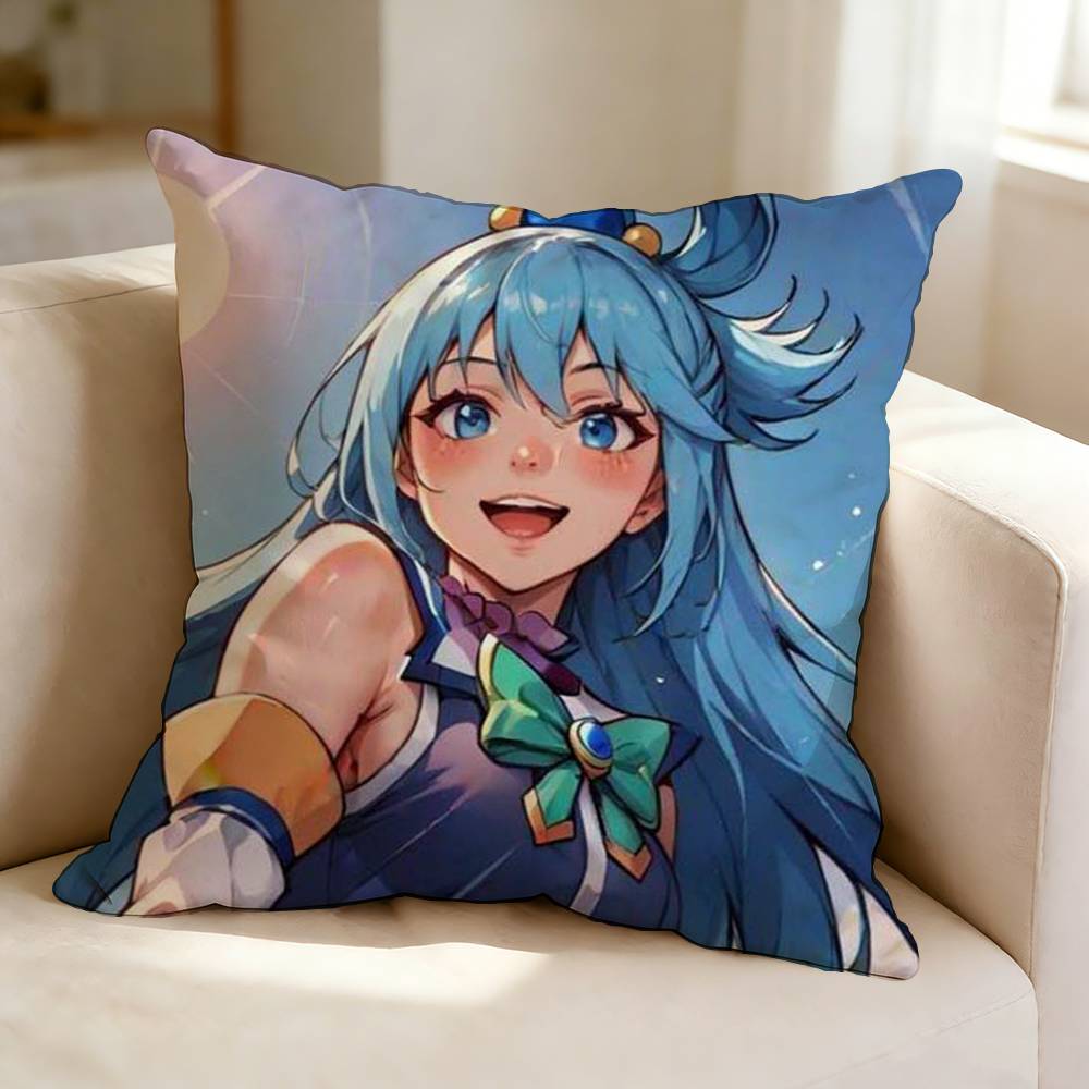 Fantasy Anime K-KonoSuba A-Aqua Square Double-Sided printed Pillow Case Bedroom Bedside Pillow Sofa Cushion Cover