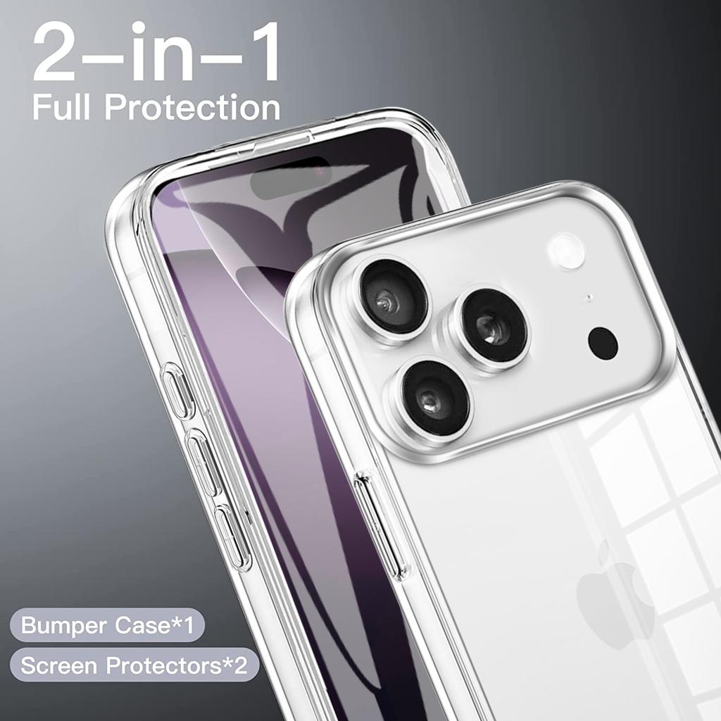 360 Full Body Front Back Clear Protective Phone Case For iPhone 17 Air 16E 16 15 14 13 12 11 Pro Max Plus PC+TPU Bumper Cover