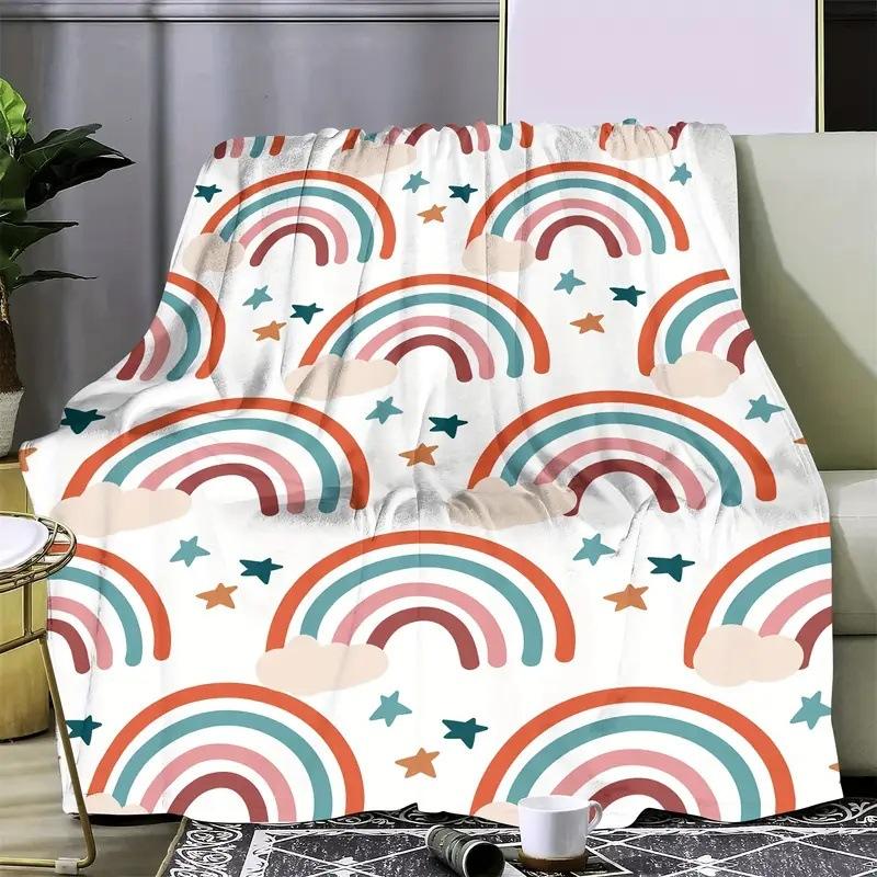 

Bohemian rainbow pattern digital-printed polyester Bedroom velvet flannel cover blanket Fleece soft sofa cover blankets for beds 75x90cm