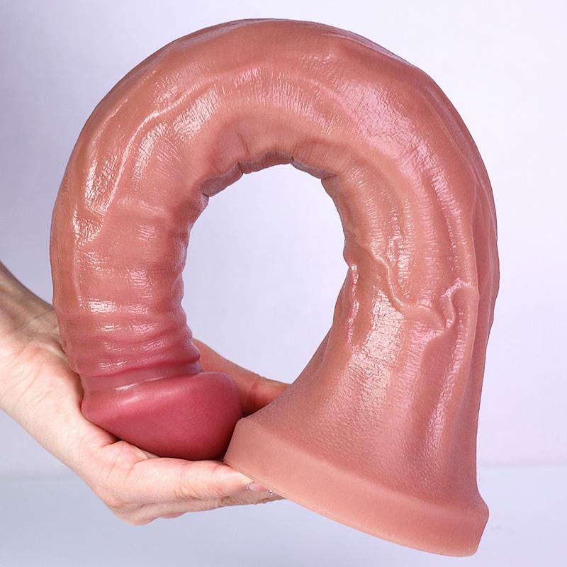 14.56 Inch Realistic Silicone Dildo Extra Long Soft Skin Feel Vein Texture Strong Suction Cup Body Safe Liquid Silicone Adult Toy