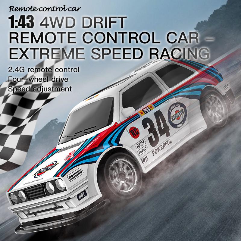 KF34 1/43 High Speed Drift RC Car With Light 2.4G 4WD Remote Control Cars Mini GTR Racing Model For Boys Kids Toy Gifts