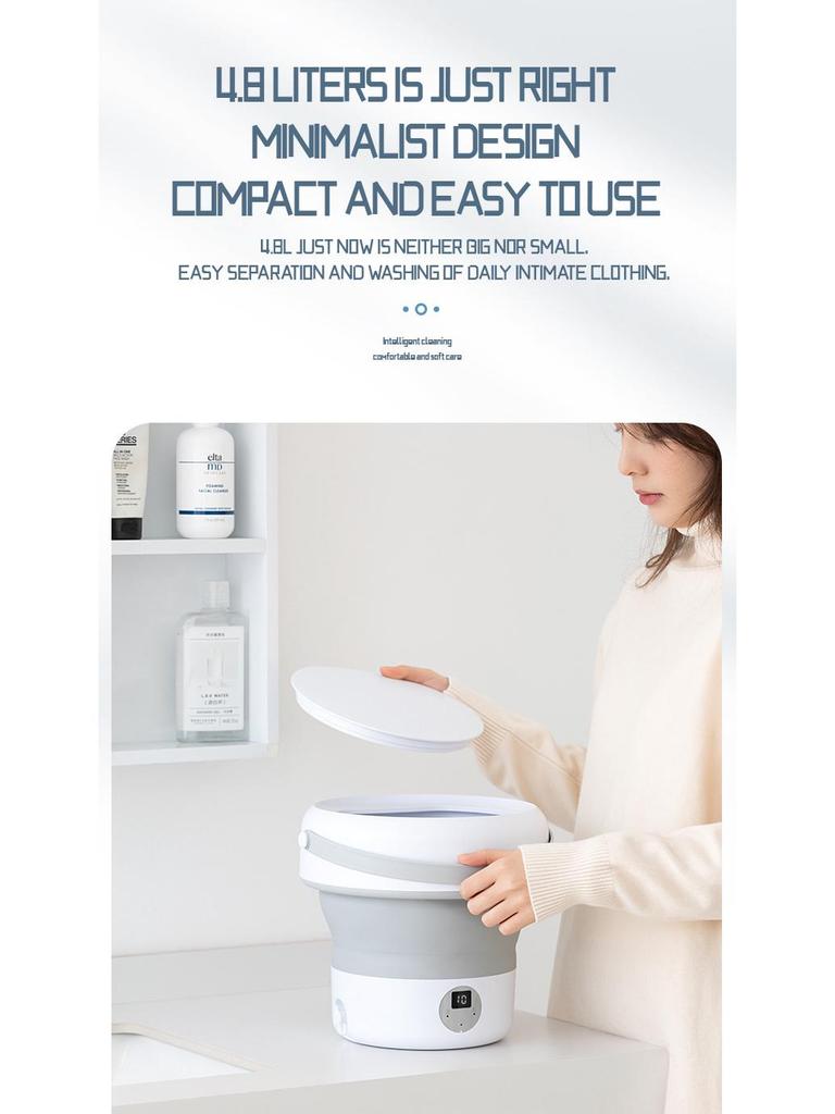 Compact Folding Mini Washing Machine for Students - Perfect for Underwear and Socks.