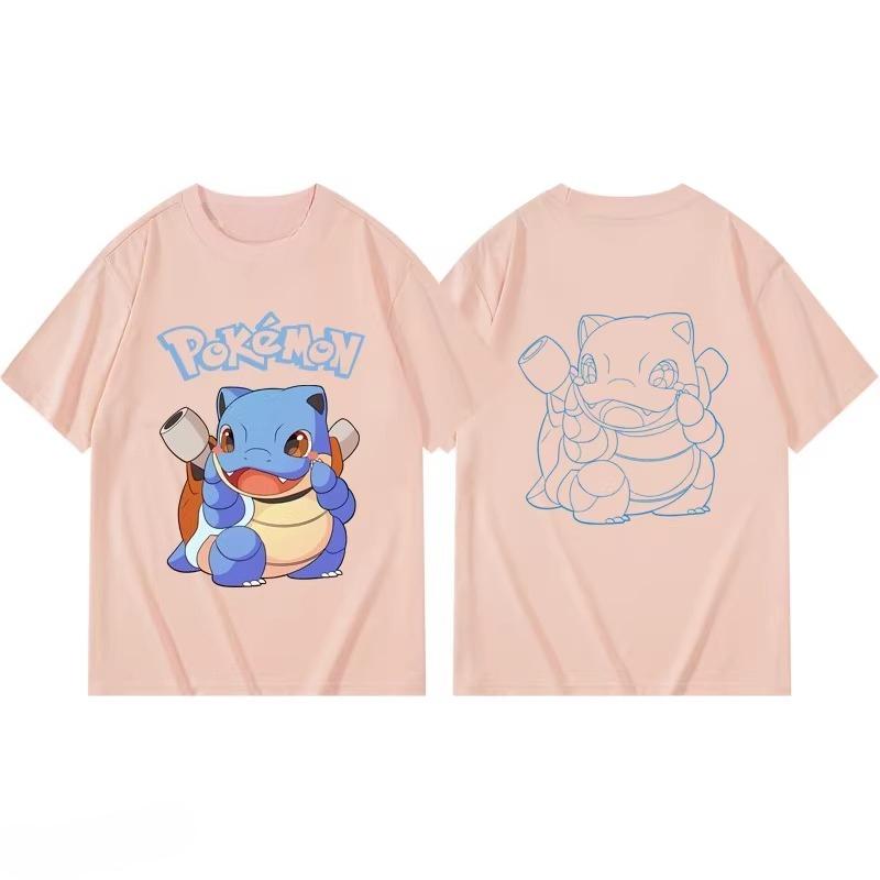Potdemiel Summer New Pikachu Print Childrens Cotton TShirt Boys and Girls Comfortable and Breathable Childrens TShirt