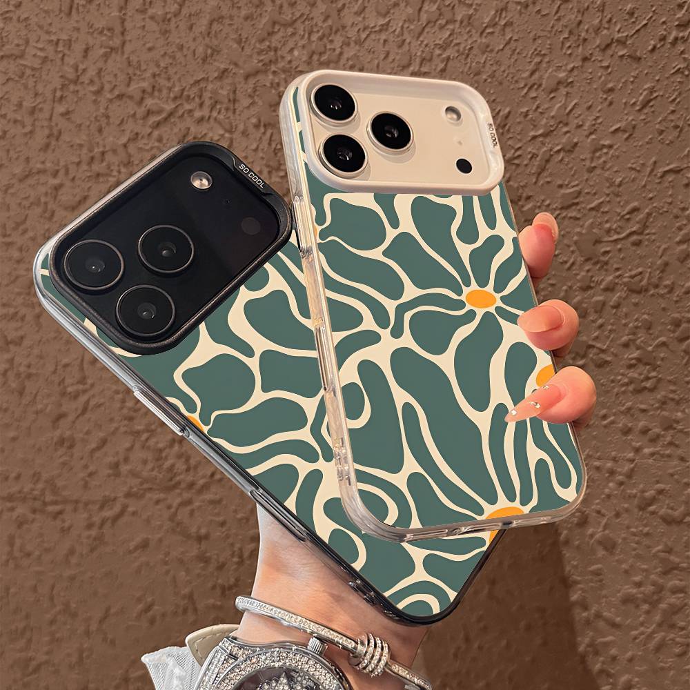 Retro Daisy Floral Summer Trendy phone case for iPhone 17 17Air 16 15 14 13 12 11 Pro Max Plus Colorful Silver