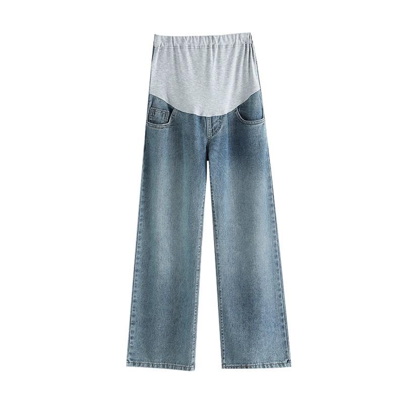 Korean Style Maternity Sweatshirt & Jeans Set - Spring/Autumn High-End Round Neck Outfit