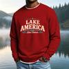 Men's Casual Loose Fit Long Sleeve Neck T-Shirt with Letter Graphic Print