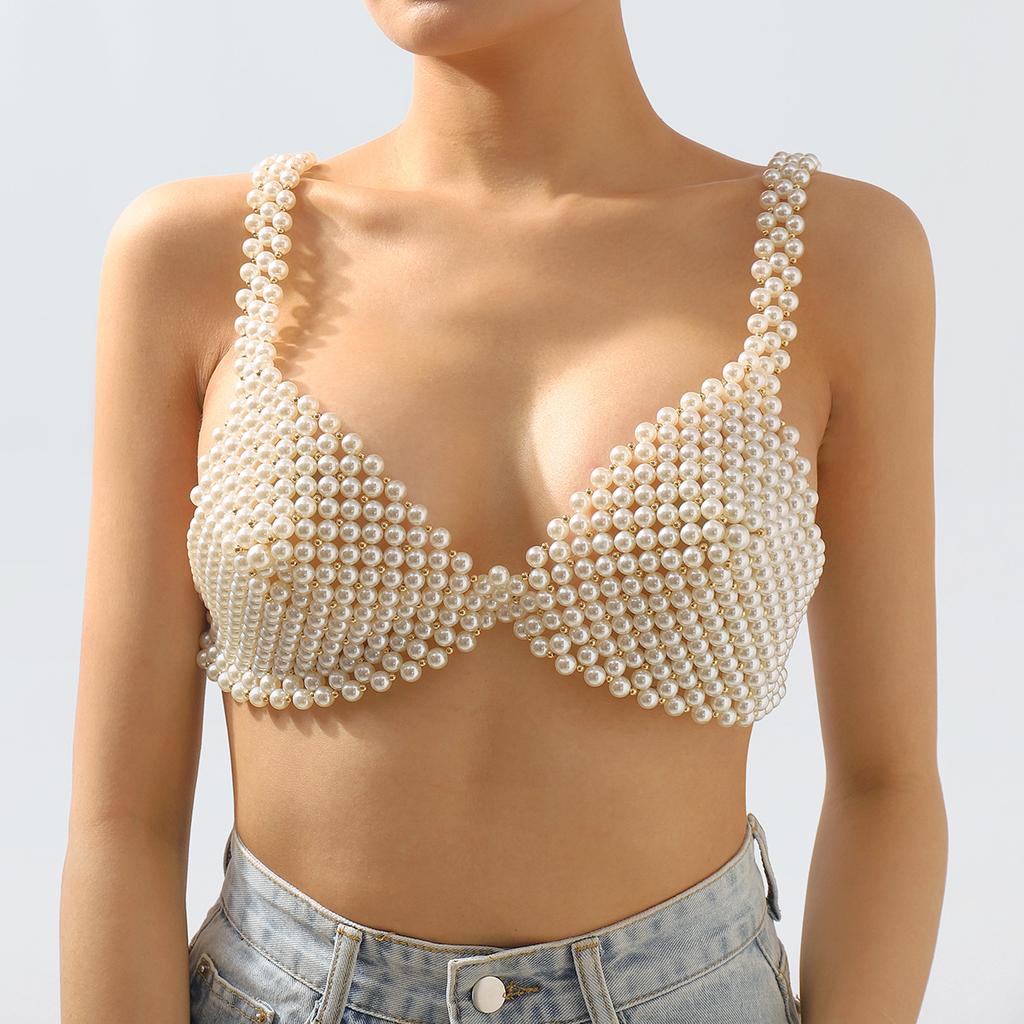 Fashionable Sling Pearl Jewelry Exaggerated Heavy Work Personality Handmade Sexy Chest Ornament Body Chain