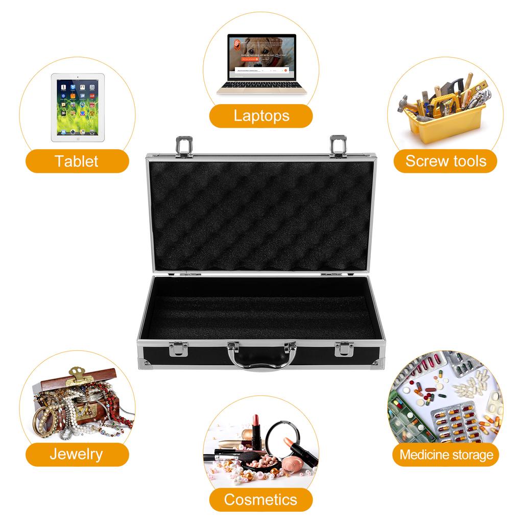 20 Black Aluminum Alloy Tools Box Large Capacity Medicine Storage Toolbox Portable Multi Purpose Tool Container Travel Suitcase
