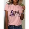 NEW Womens ALZ Print Short Sleeve TShirts Summer Round Neck Casual Tops Tees