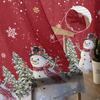 Christmas Tree Snowman Snowflake Red Sheer Curtains for Living Room Decoration Window Curtains Kitchen Tulle Voile Curtains