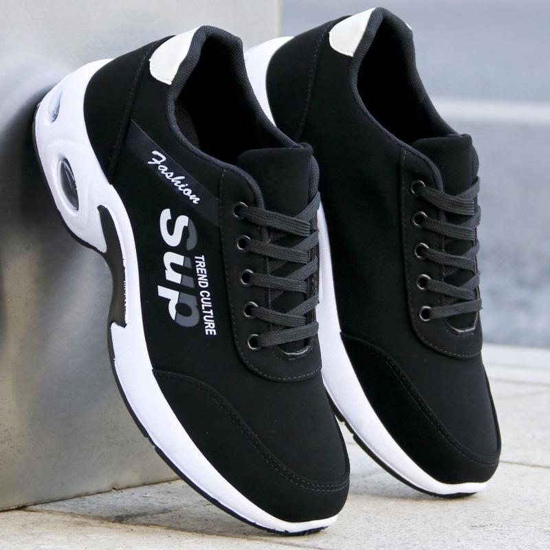 Men's Lightweight White Leather Waterproof Non-Slip Casual Work Sneakers for Autumn