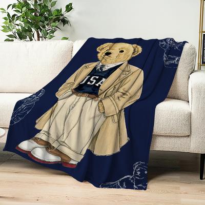 Flannel Warm B-Bears Soft Plush Blanket Cartoon for Art Sofa Fashion Living Room Cute Hogar P-P-PoloS Bedroom Travel Gift Home