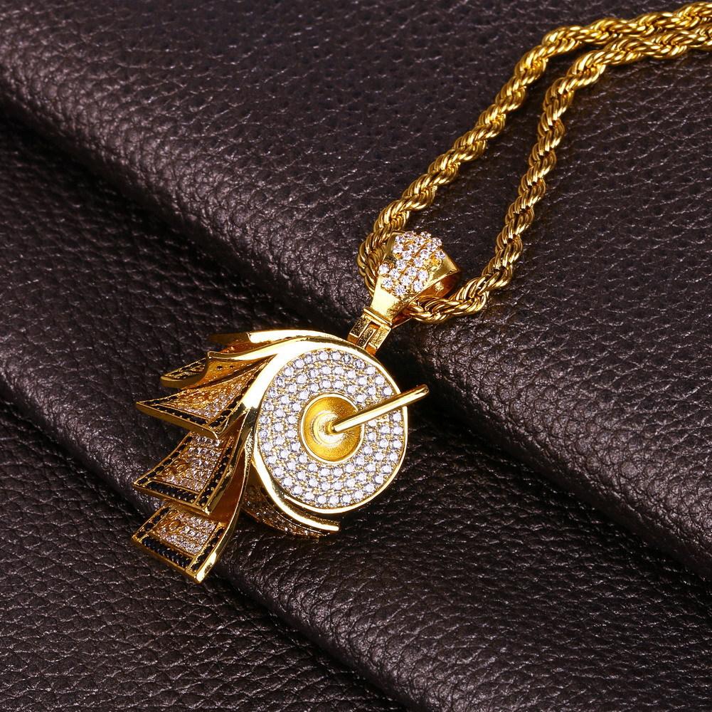 New European and American Paper Shaped Zircon Inlaid Necklace with Trendy Personality