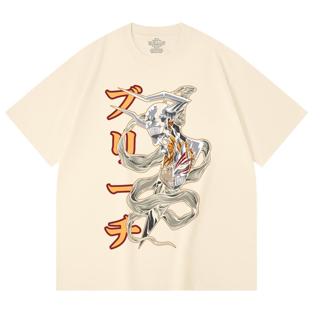 230 Gsm 100% Cotton Bleach V11 Zankpakuto Print Unisex Heavy Cotton T Shirt