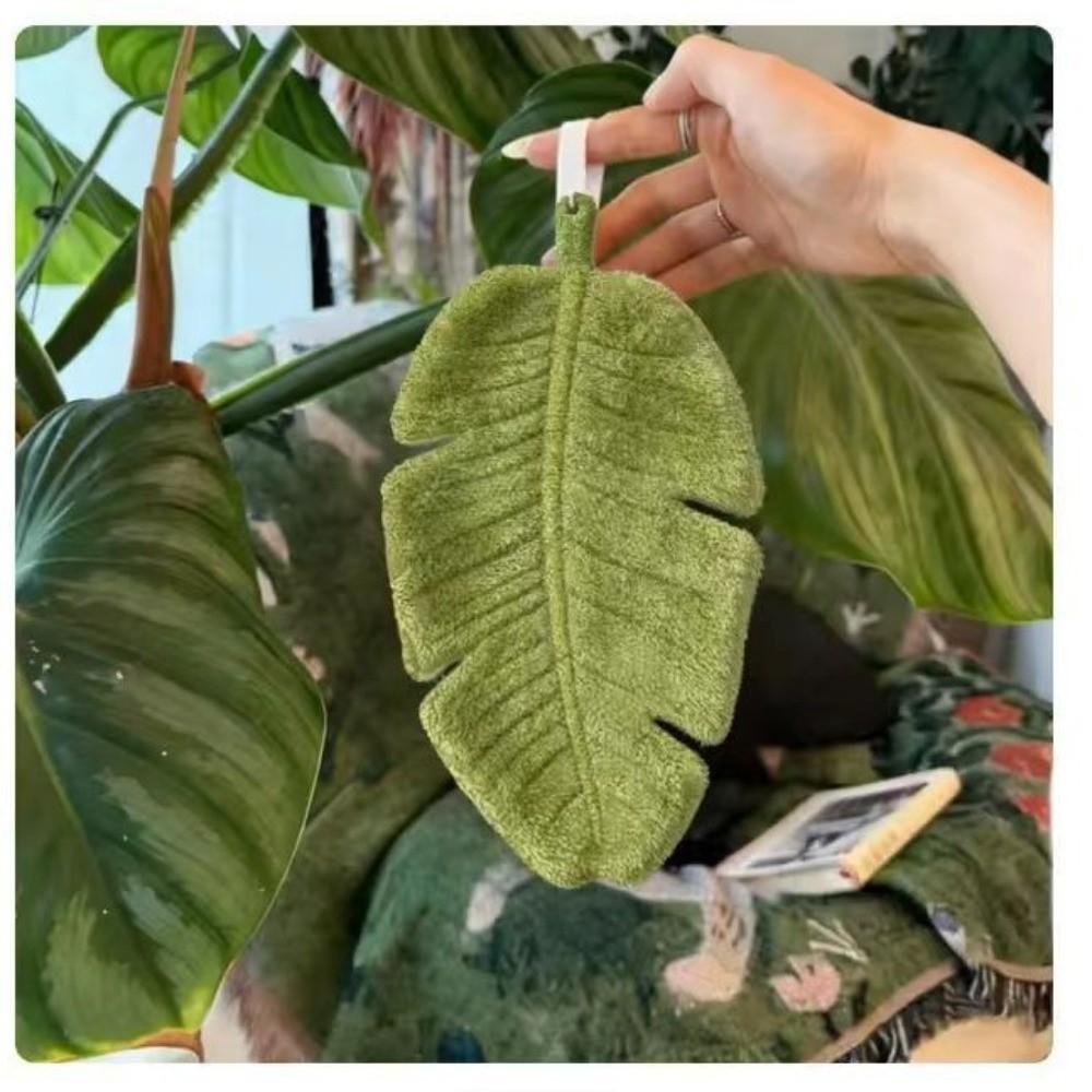 

High Quality Cartoon Leaf Hand Towel Coral Velvet Absorb Water Kitchen Handkerchief Thickened Hanging Bathroom Kerchief Kitchen